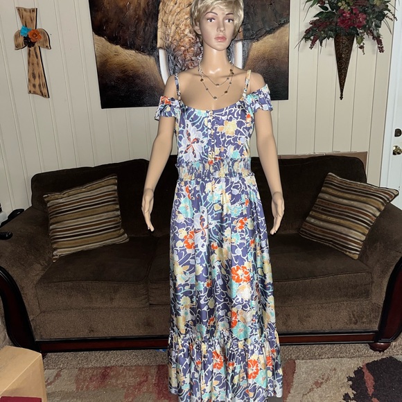 Leifsdottier • Maxi • Boho • Multi-Colors • Floral • Silk • Size 12 • Dress - Picture 2 of 16